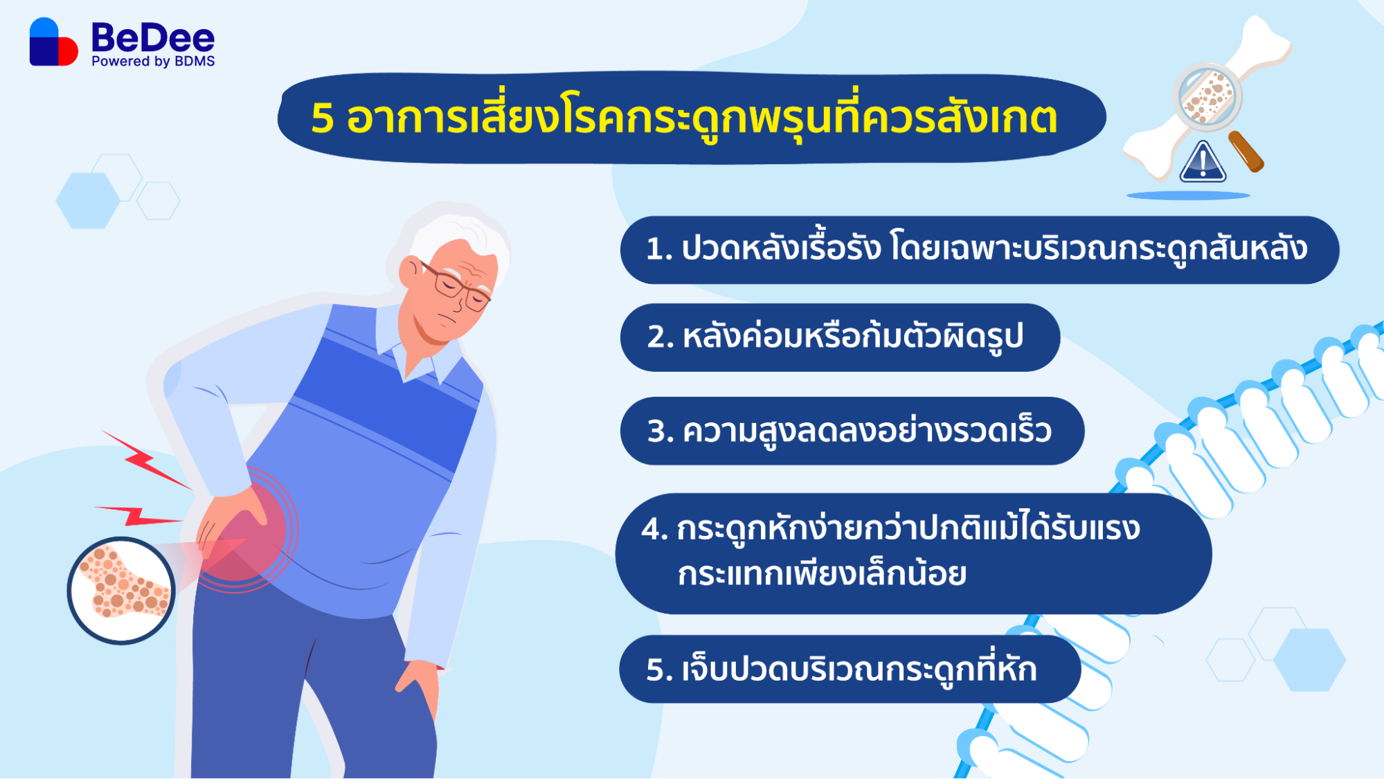 อาการของโรคกระดูกพรุน